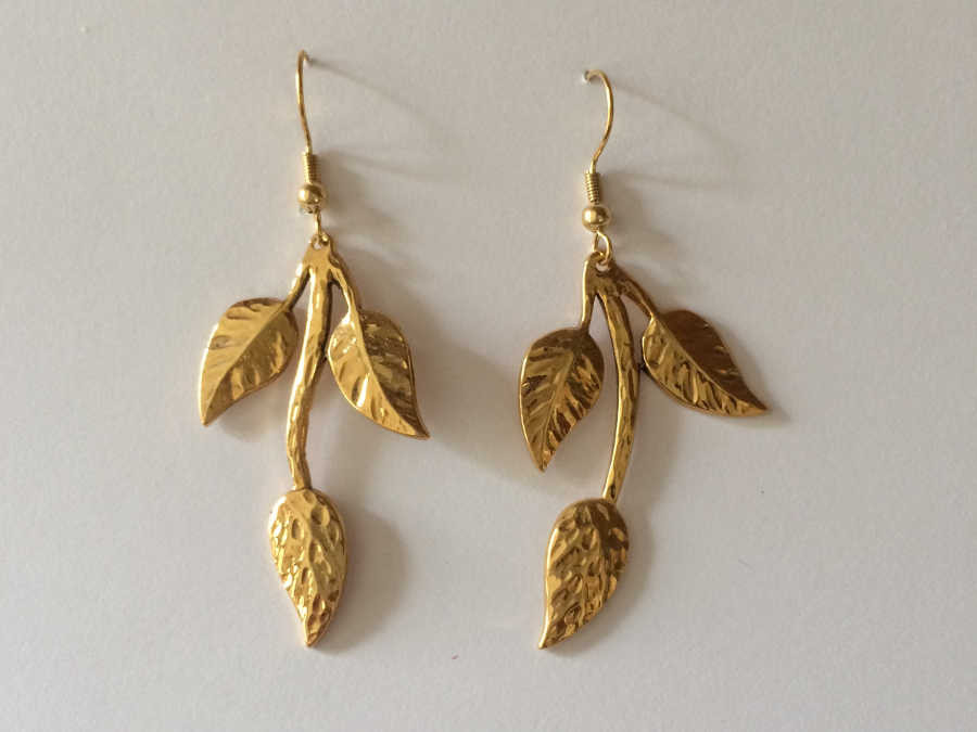 Earrings BRANCHE Gold plated patinated
