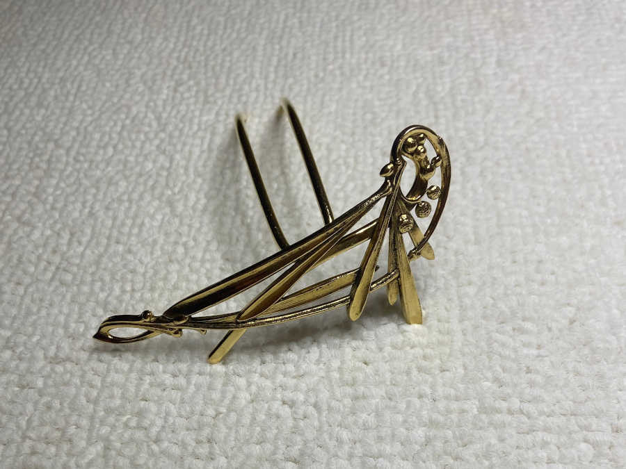 Hairpin Gui Gold plated patinated