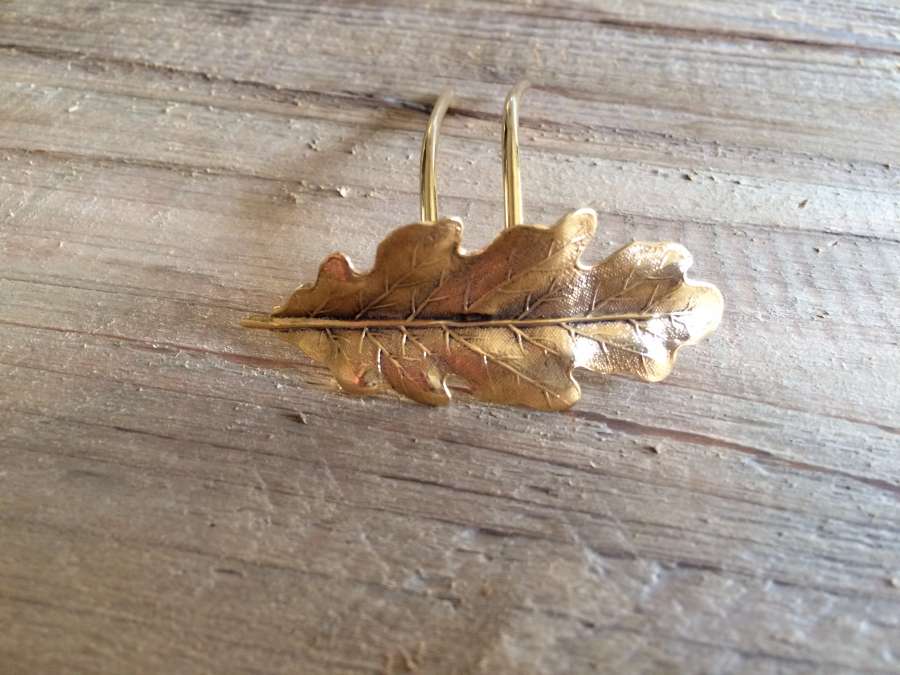 Hairpin Feuille de chêne Gold plated patinated