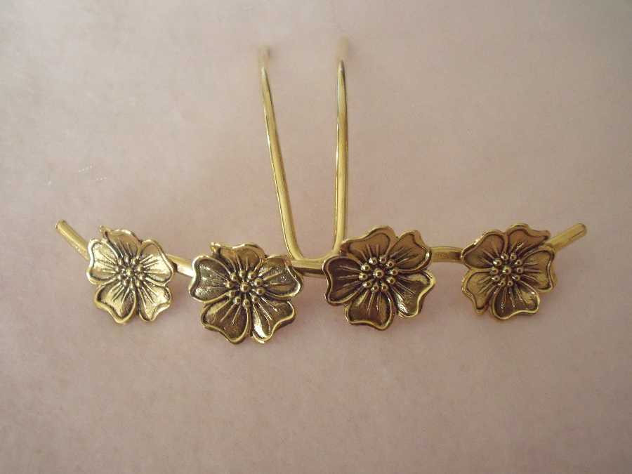 Hairpin Le printemps Gold plated patinated