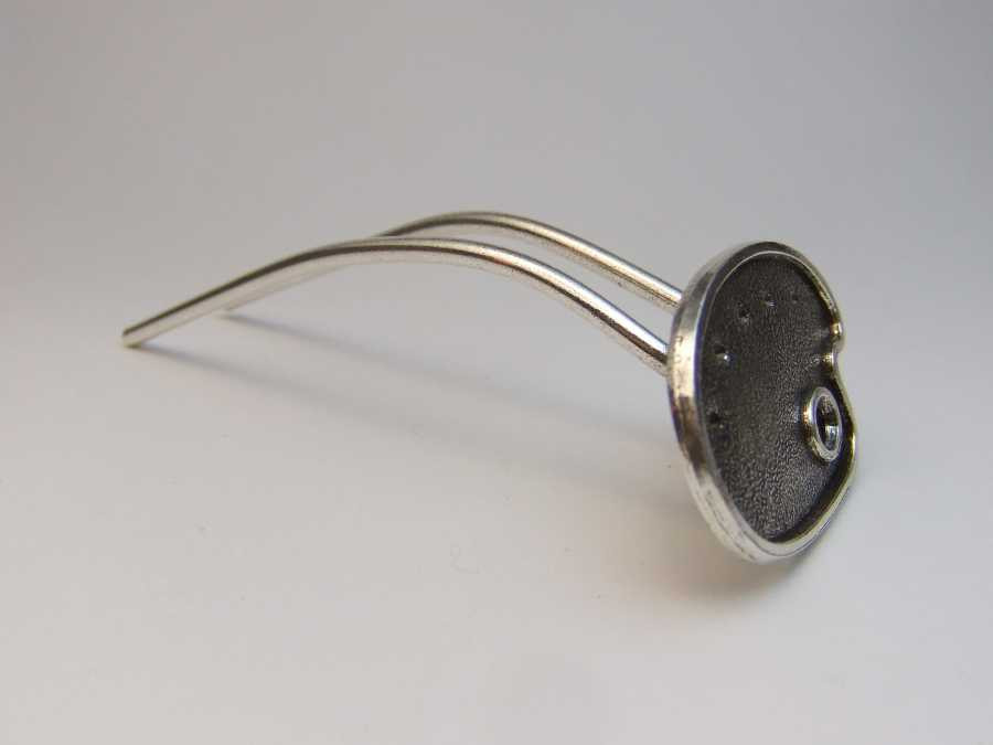 Hairpin Peintre Silver plated patinated