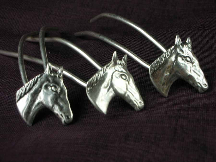 Small Hairpins Chevaux Silver plated patinated