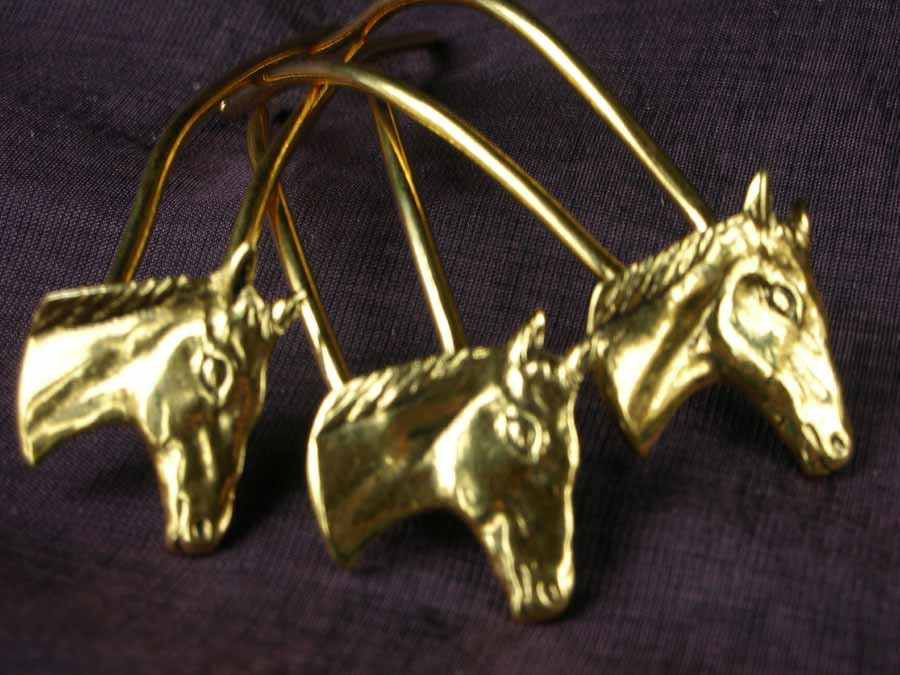 Small Hairpins Chevaux Gold plated patinated
