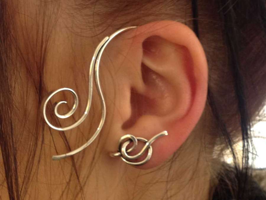 Ear Wrap En forme Silver plated patinated