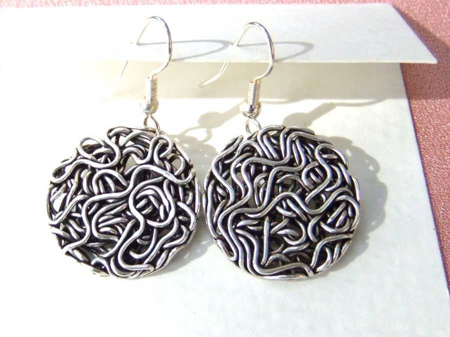 Earrings Filou Silver plated patinated
