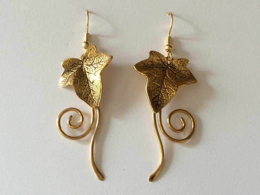 Earrings lierre reflet Gold plated patinated