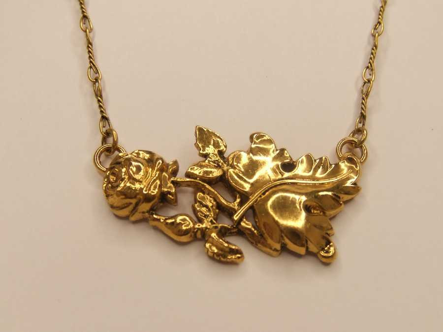 Necklace colfab Gold plated patinated