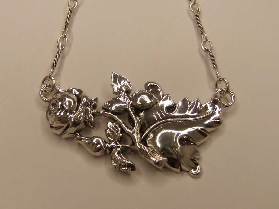 Necklace colfab Silver plated patinated
