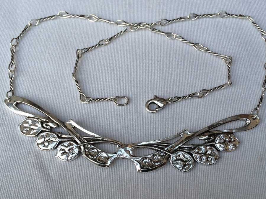 Necklace Monnaie du pape Silver plated patinated
