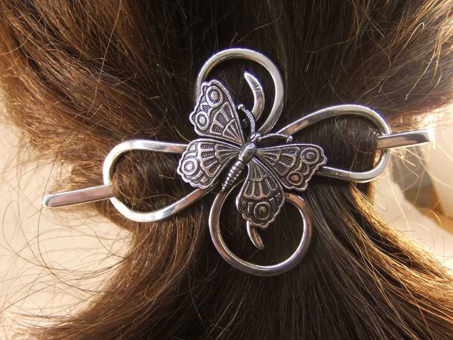 Fibule à cheveux L'envol Argenté patiné