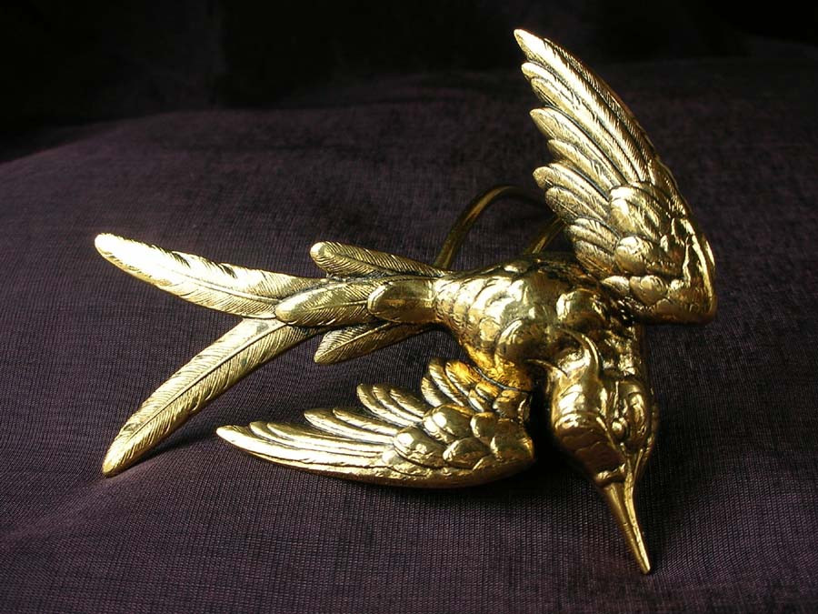 Hairpin Colibri Gold plated patinated