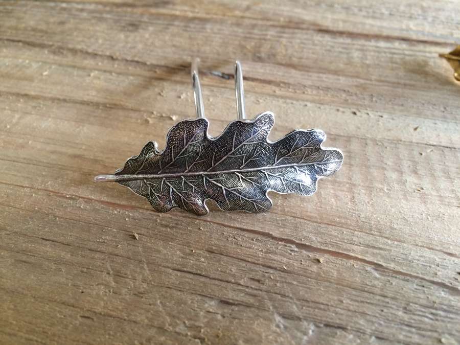 Hairpin Feuille de chêne Silver plated patinated
