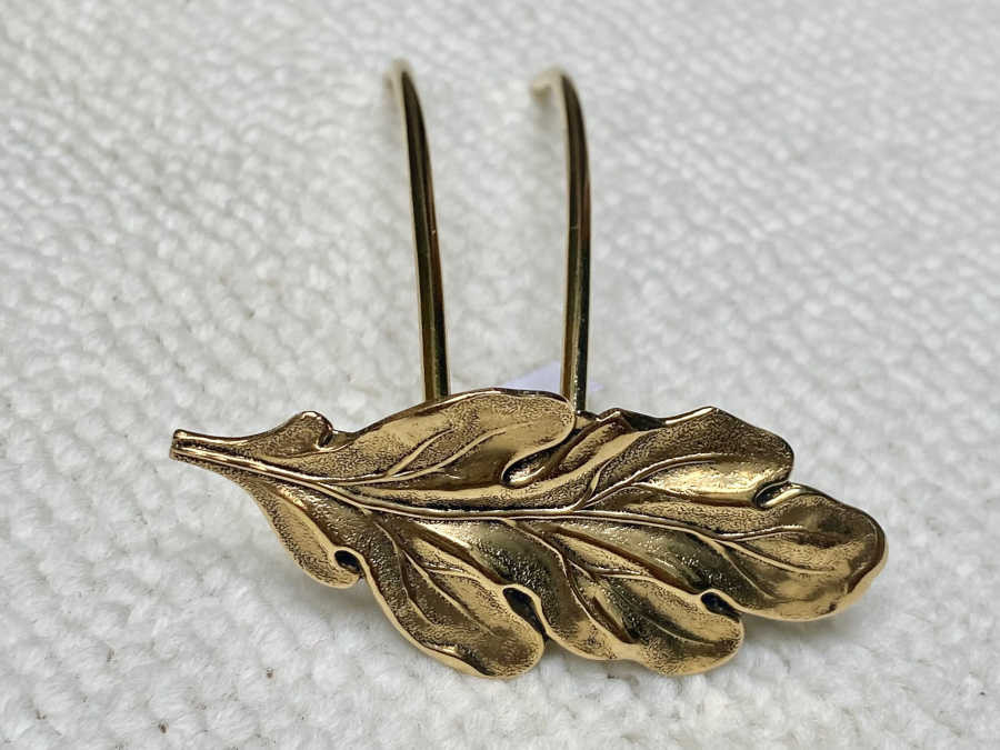Hairpin Feuille de chêne Gold plated patinated