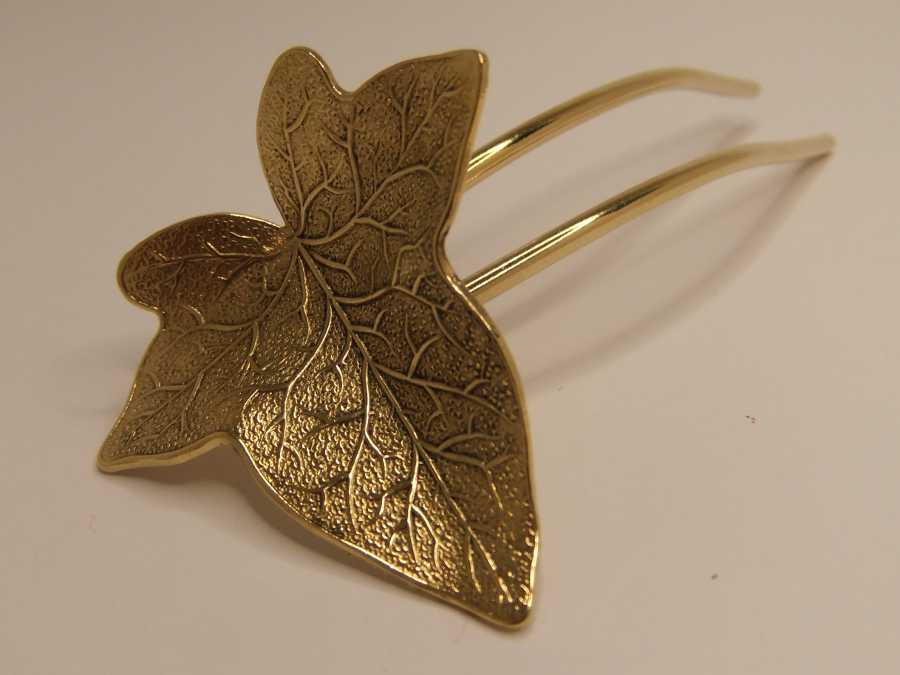 Hairpin Petit lierre (1 feuille) Gold plated patinated