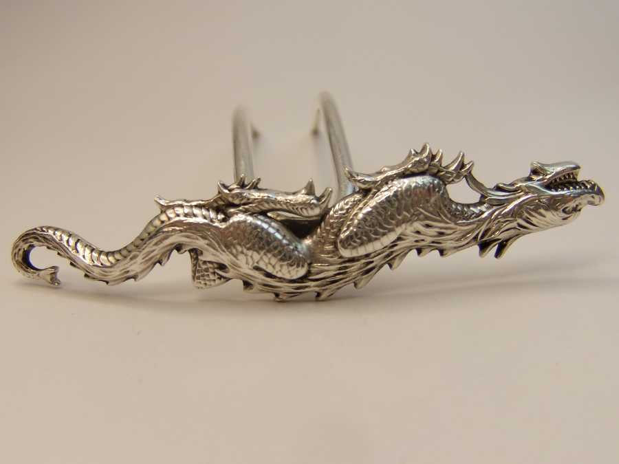 Hairpin Le petit dragon Silver plated patinated