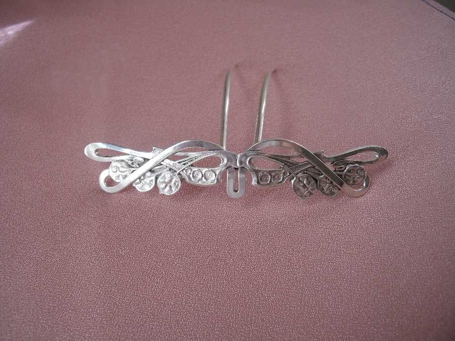 Hairpin Fine monnaie Silver plated patinated