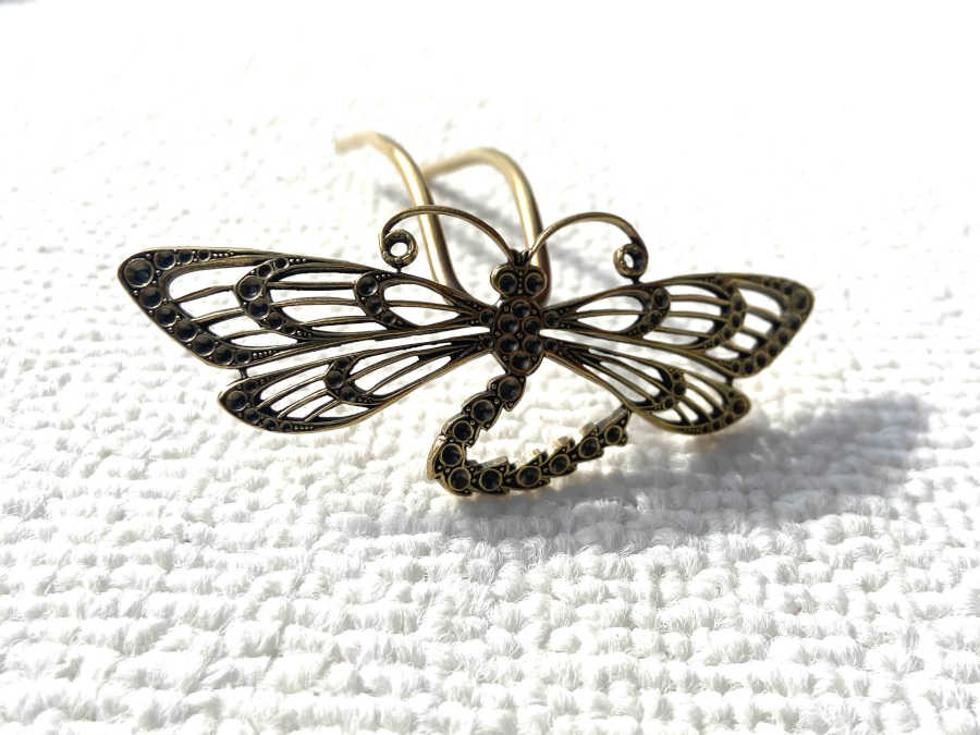 Hairpin Libellule  ajourée Oxidized brass