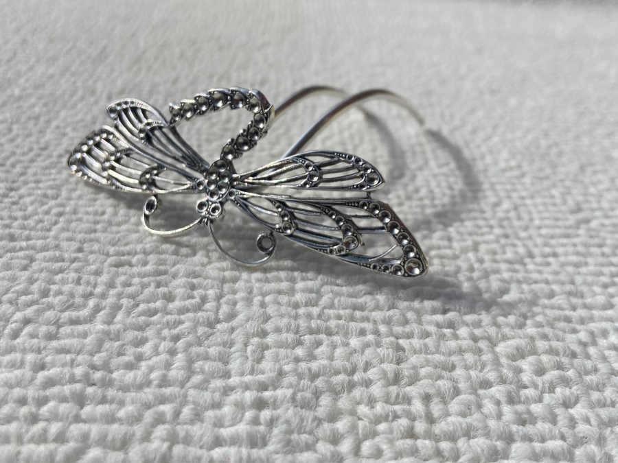 Hairpin Libellule  ajourée Silver plated patinated