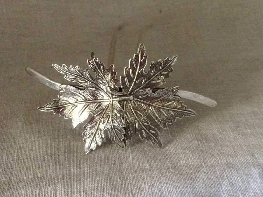 Hairpin Double érable Silver plated patinated
