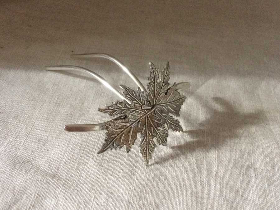 Hairpin Double érable Silver plated patinated