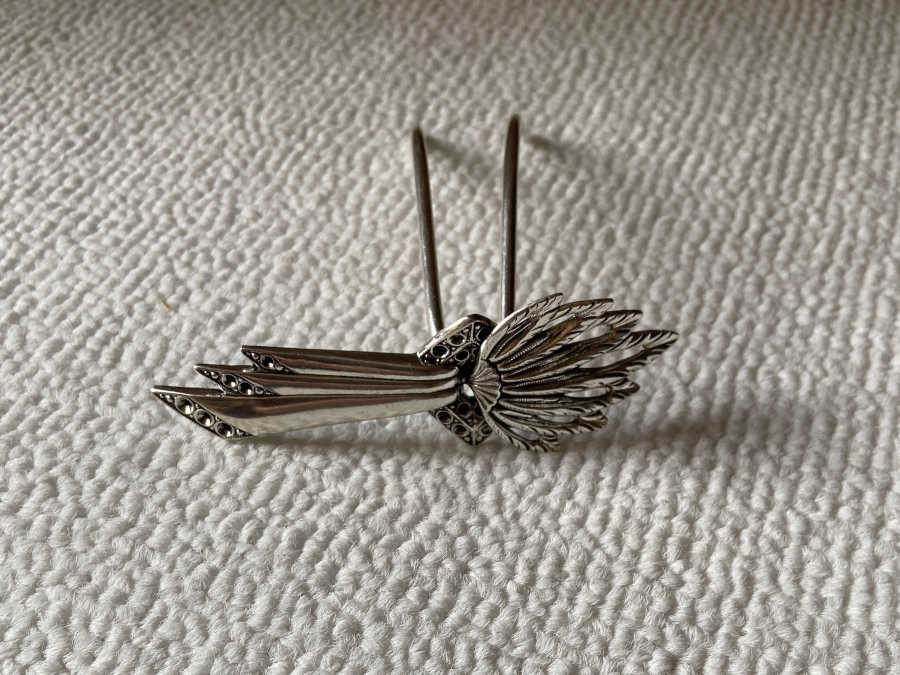 Hairpin Spontanée Silver plated patinated