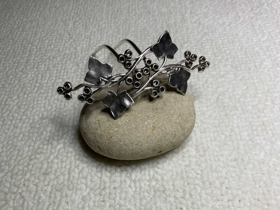 Hairpin LIERRE FLEUR Silver plated patinated