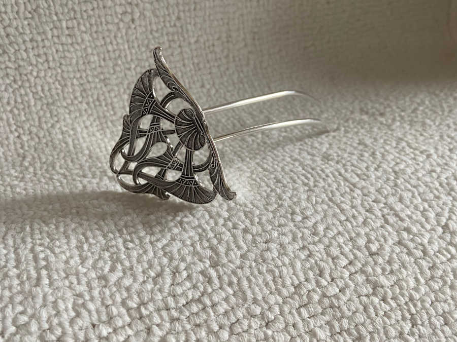 Epingle à Cheveux Art nouveau Argenté patiné