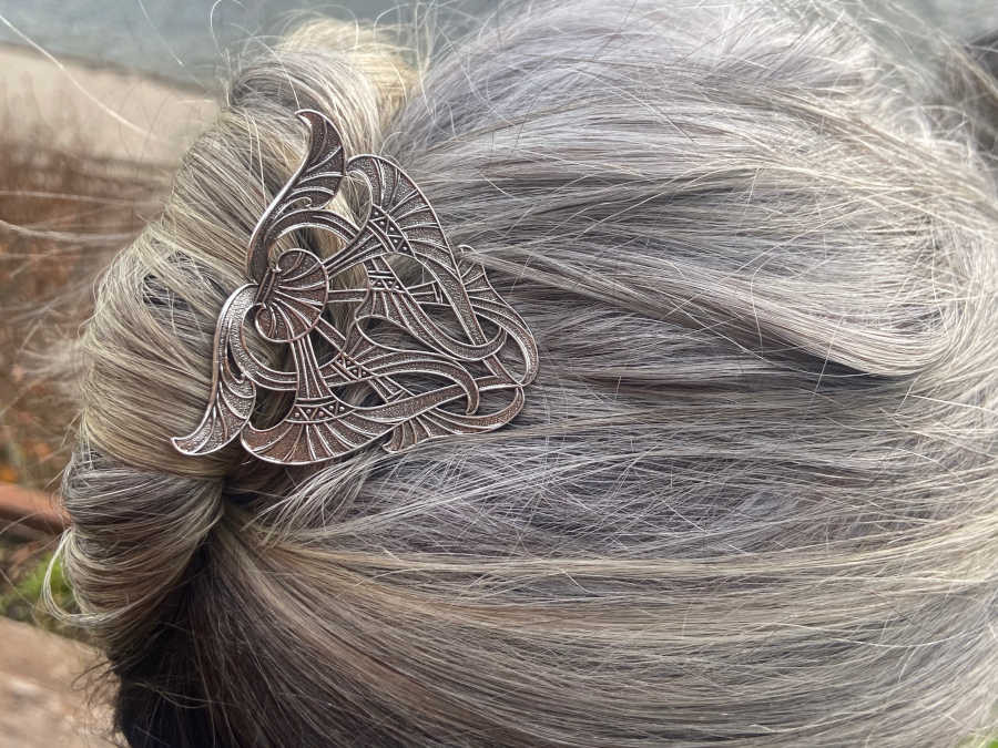 Epingle à Cheveux Art nouveau Argenté patiné