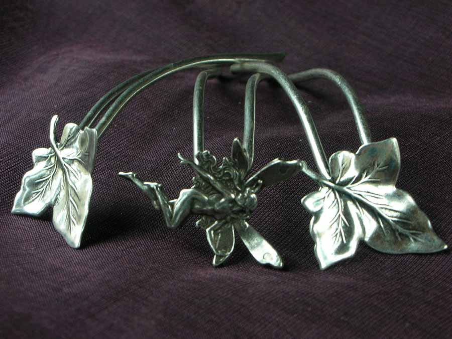 Small Hairpins Elfe et lierre Silver plated patinated