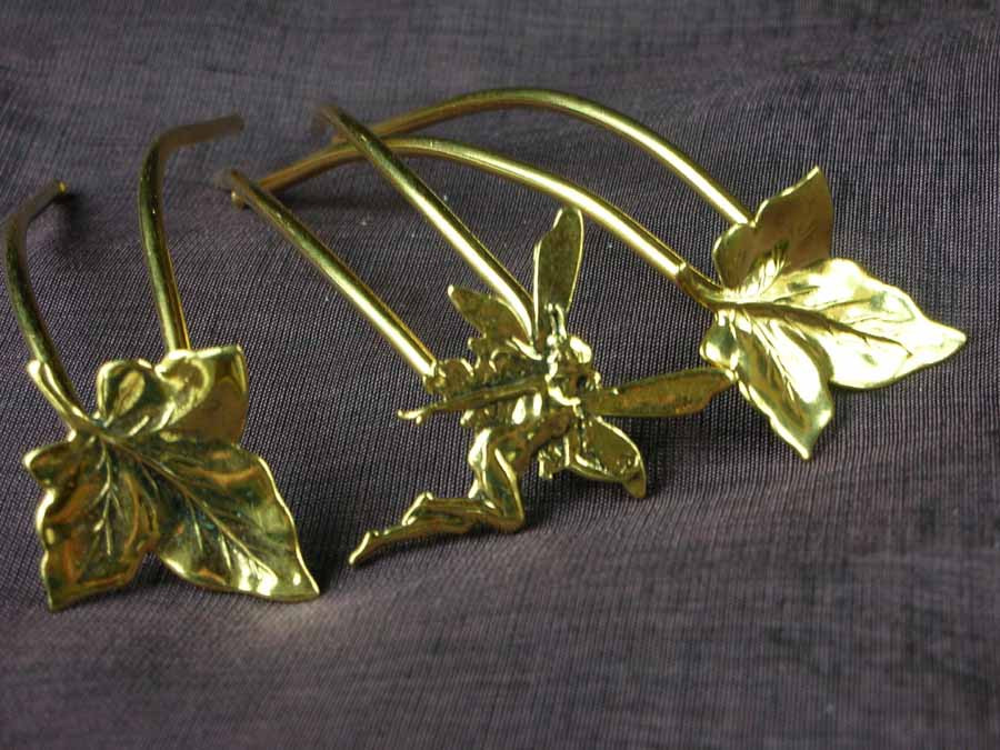 Small Hairpins Elfe et lierre Gold plated patinated