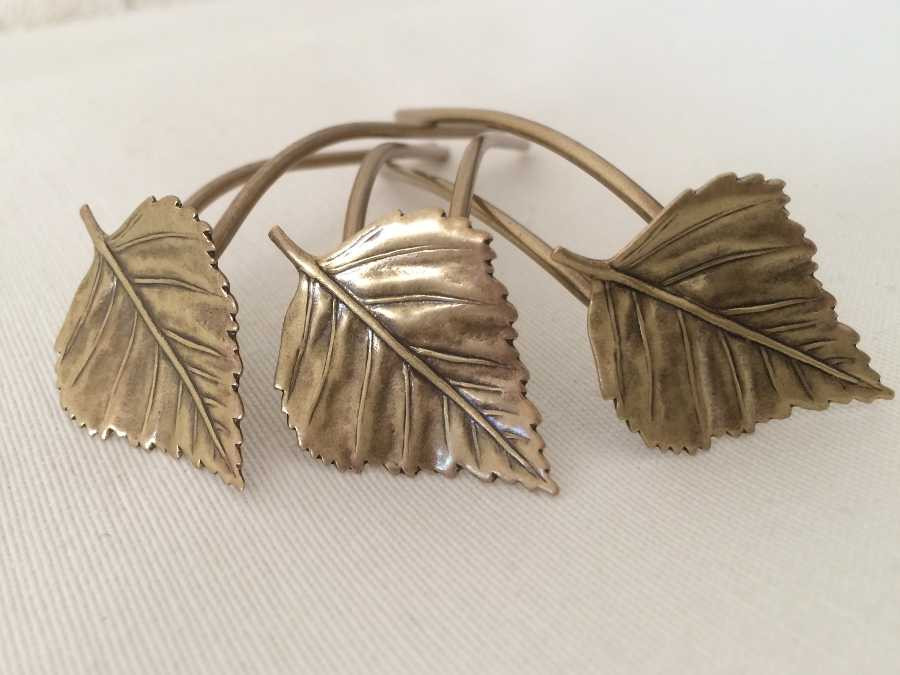 Small Hairpins Feuilles de bouleau Oxidized brass