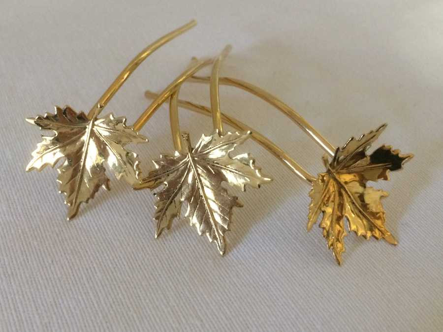 Small Hairpins Erable Gold plated patinated