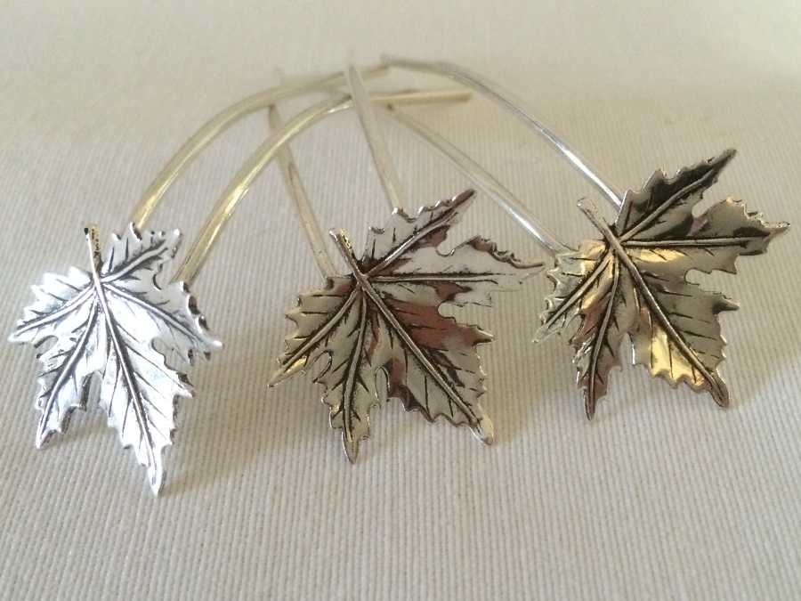 Small Hairpins Erable Silver plated patinated
