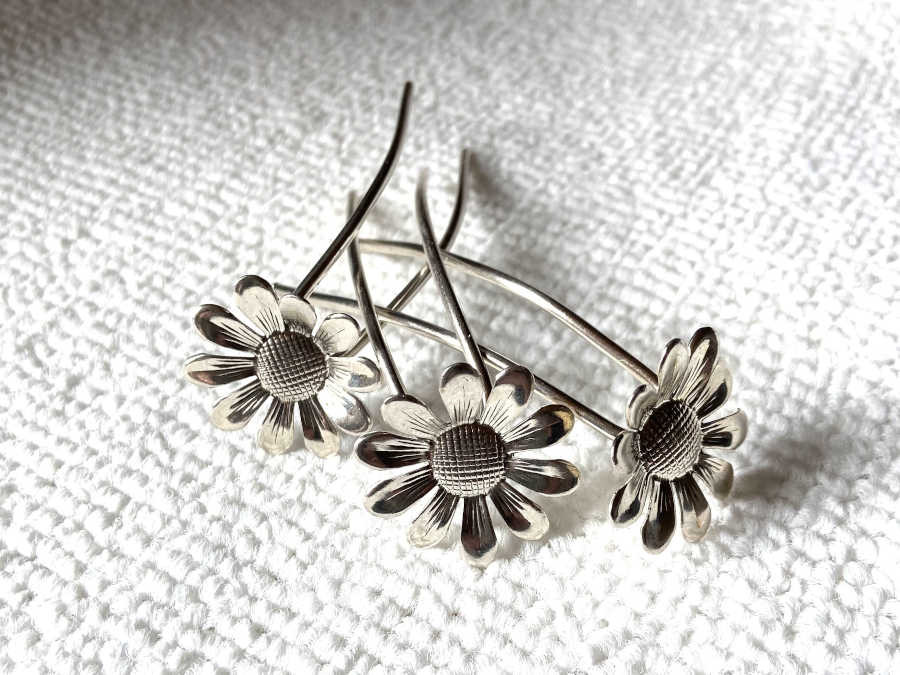 Small Hairpins Je t'aime, un peu, beaucoup... Silver plated patinated
