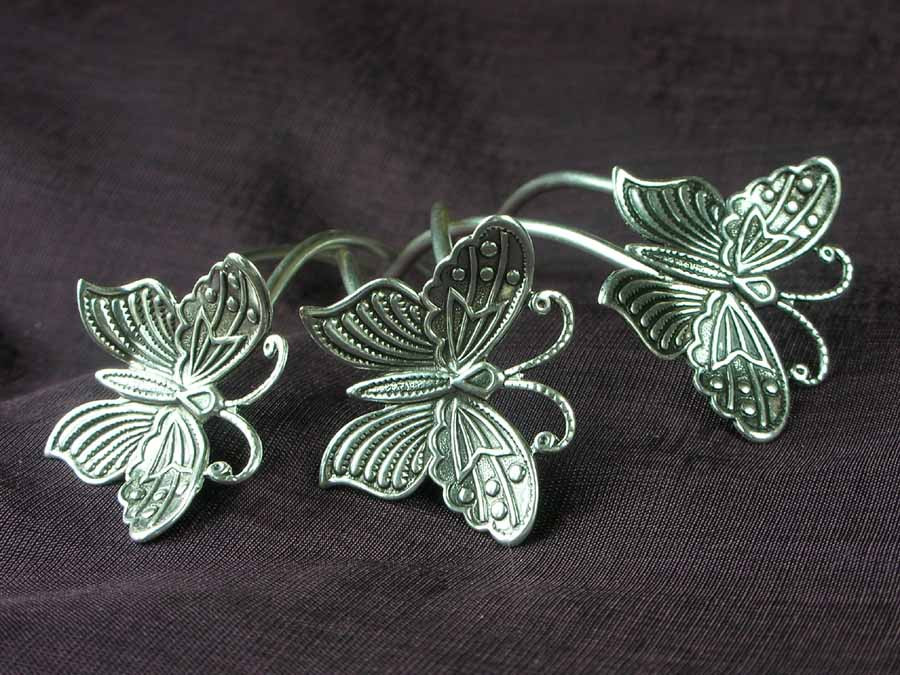 Small Hairpins Papillons Silver plated patinated