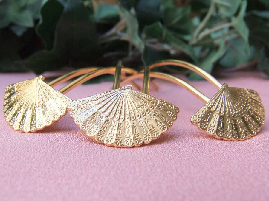 Small Hairpins Eventail Gold plated patinated