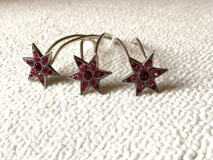 Small Hairpins les trois strass Silver plated patinated
