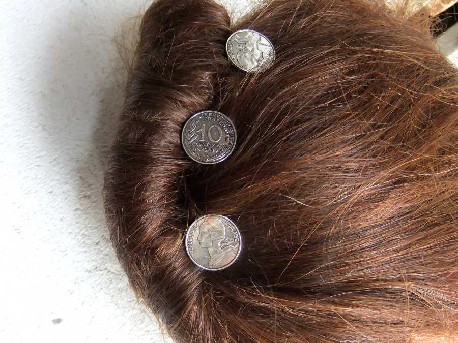 Small Hairpins Epingles à 4 sous Silver plated patinated