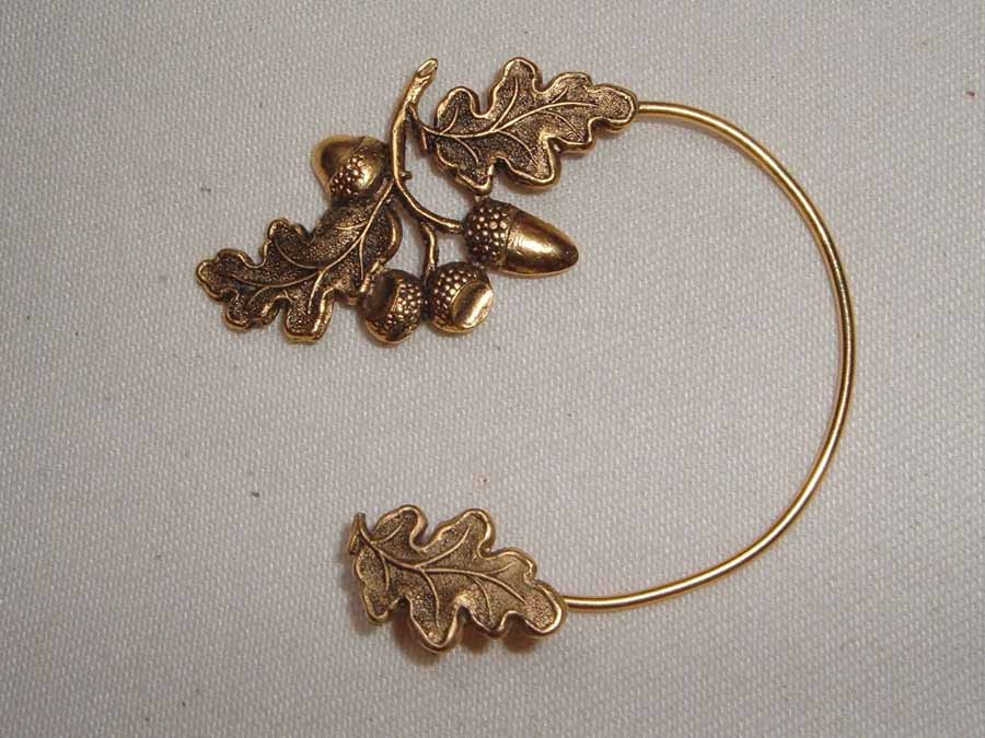Ear Wrap Feuille de chêne Gold plated patinated
