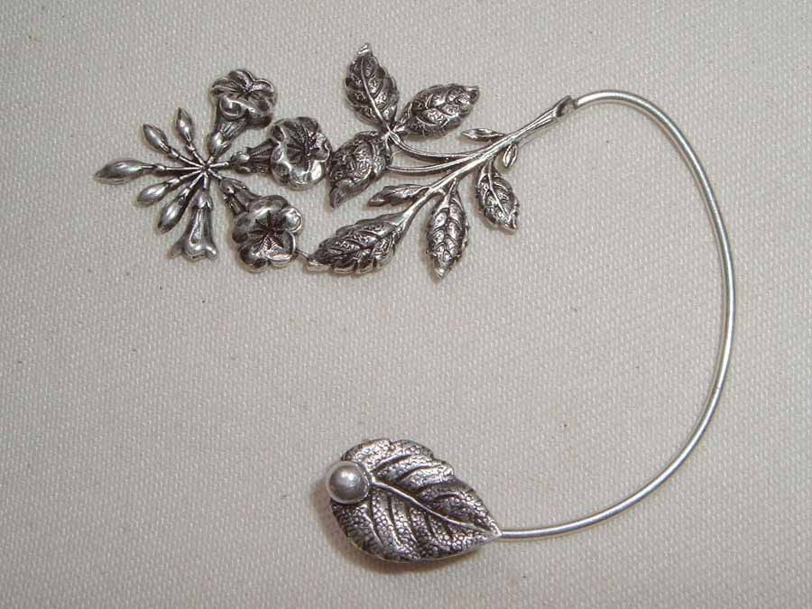 Ear Wrap Bouquet Silver plated patinated