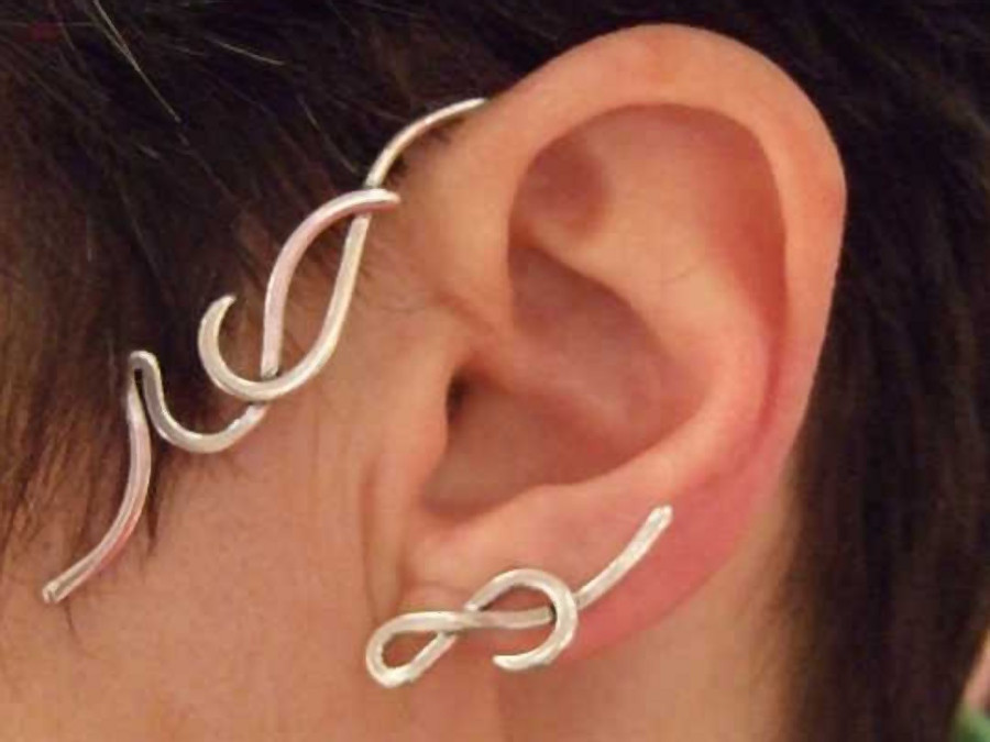 Ear Wrap Entrelacs Silver plated patinated